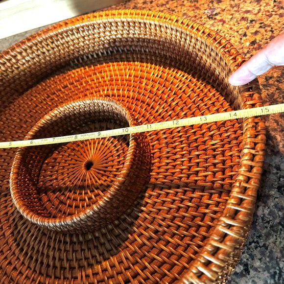 Woven Rattan Chip & Dip Server Tray Charger 15" William Sonoma - Picture 3 of 13